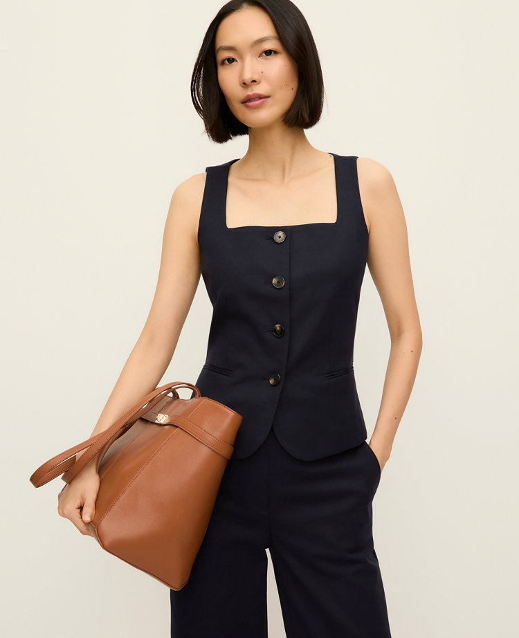 Ann Taylor The Cutaway Square Neck Vest In Black