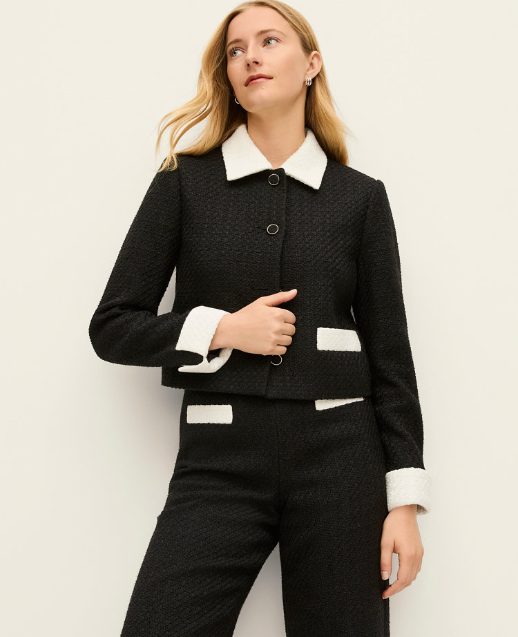 Contrast Trim Tweed Jacket