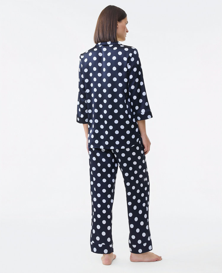 Ann Taylor Dotted Satin Pajama Set Night Sky Women's