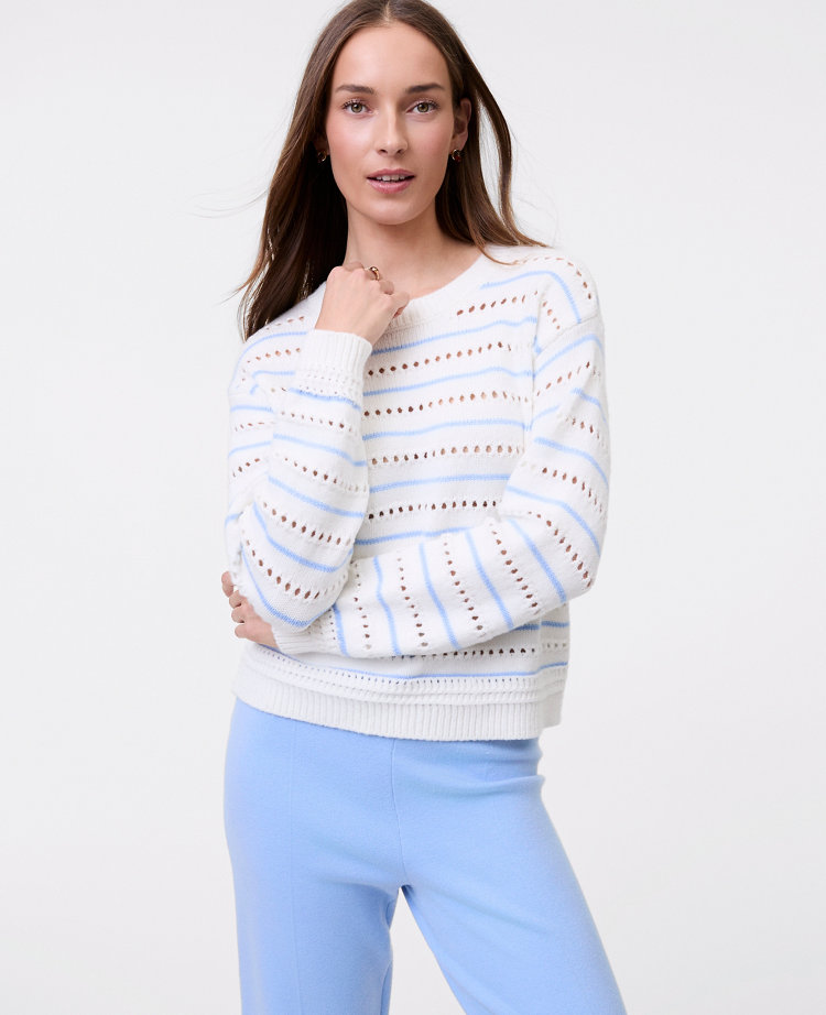 Weekend Collection Pointelle Striped Sweater