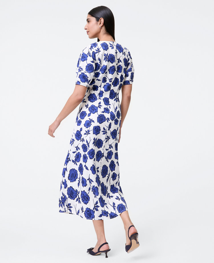Floral Linen Blend Midi Dress