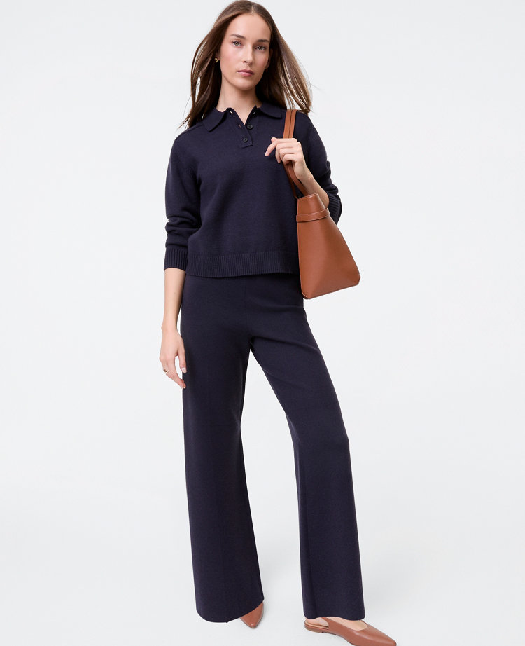 Weekend Collection Pull-On Wide-Leg Sweater Pant