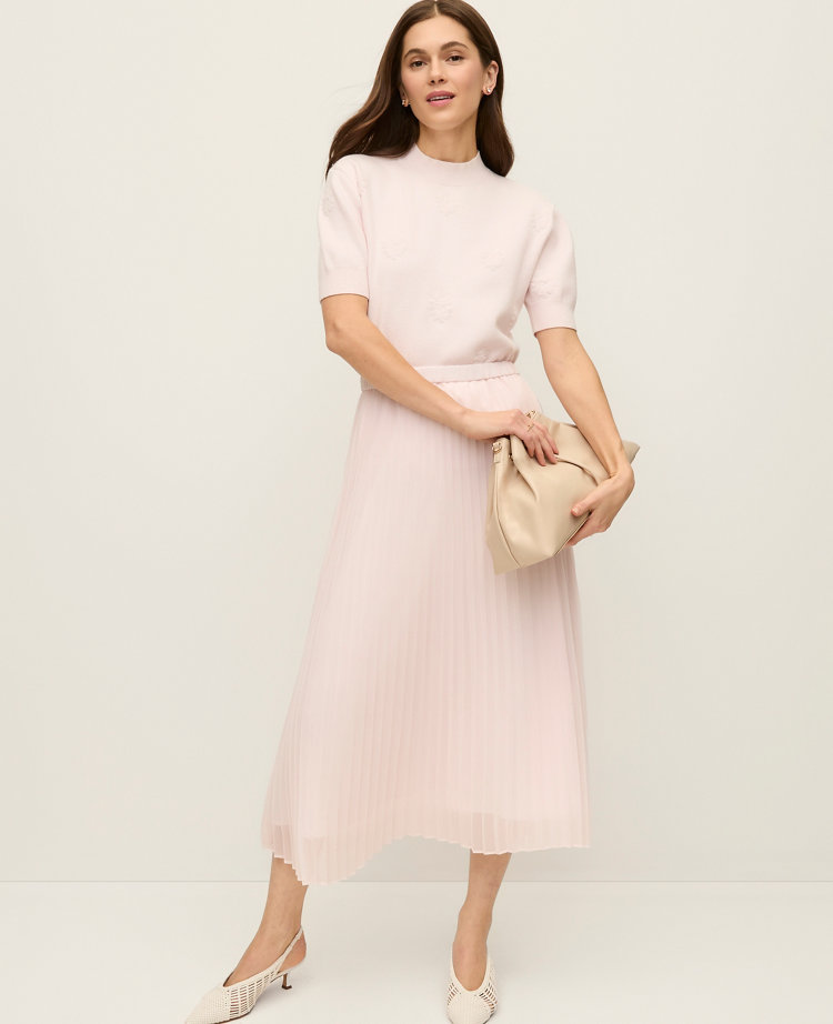 Chiffon Pleated Midi Skirt