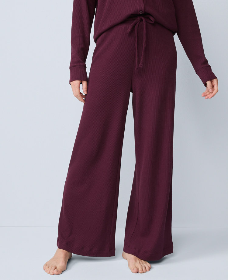 Ann Taylor Waffle Wide Leg Lounge Pants In Purple