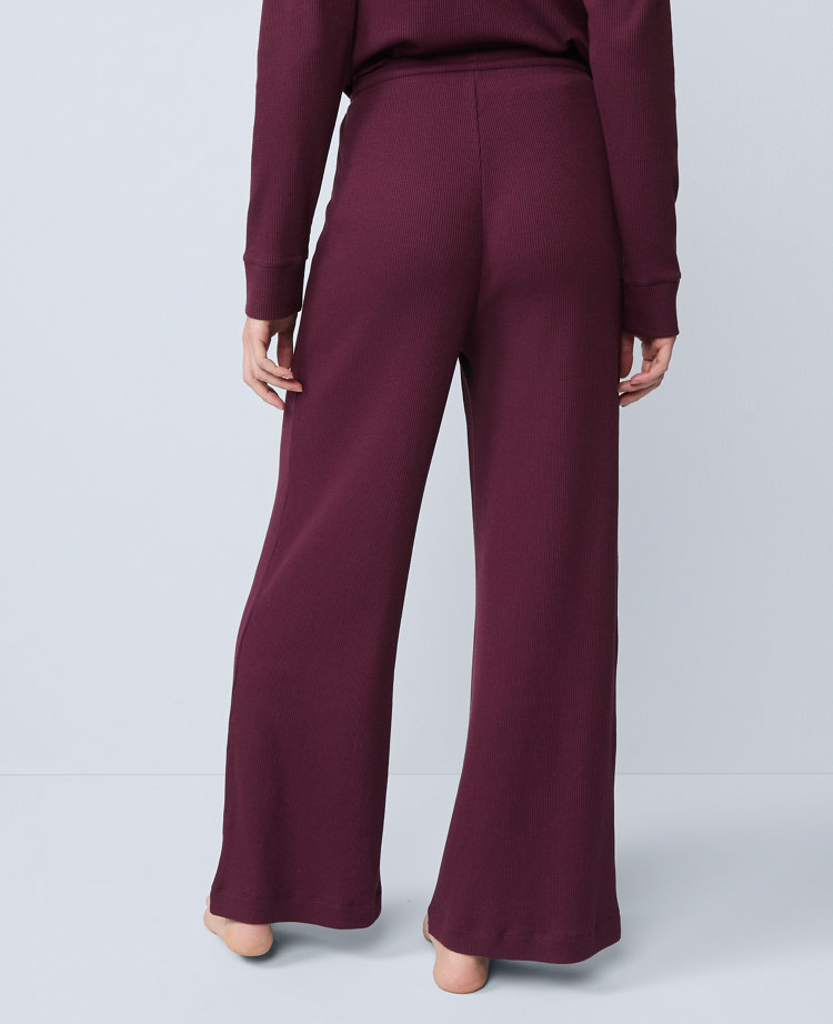 Ann Taylor Waffle Wide Leg Lounge Pants In Purple