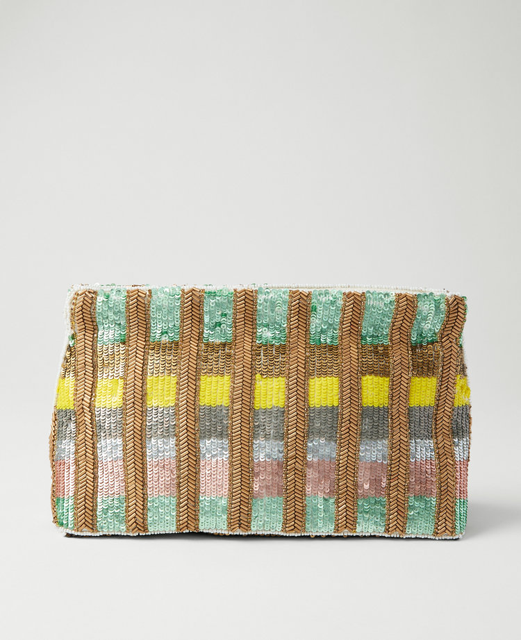 Striped Sequin Clutch