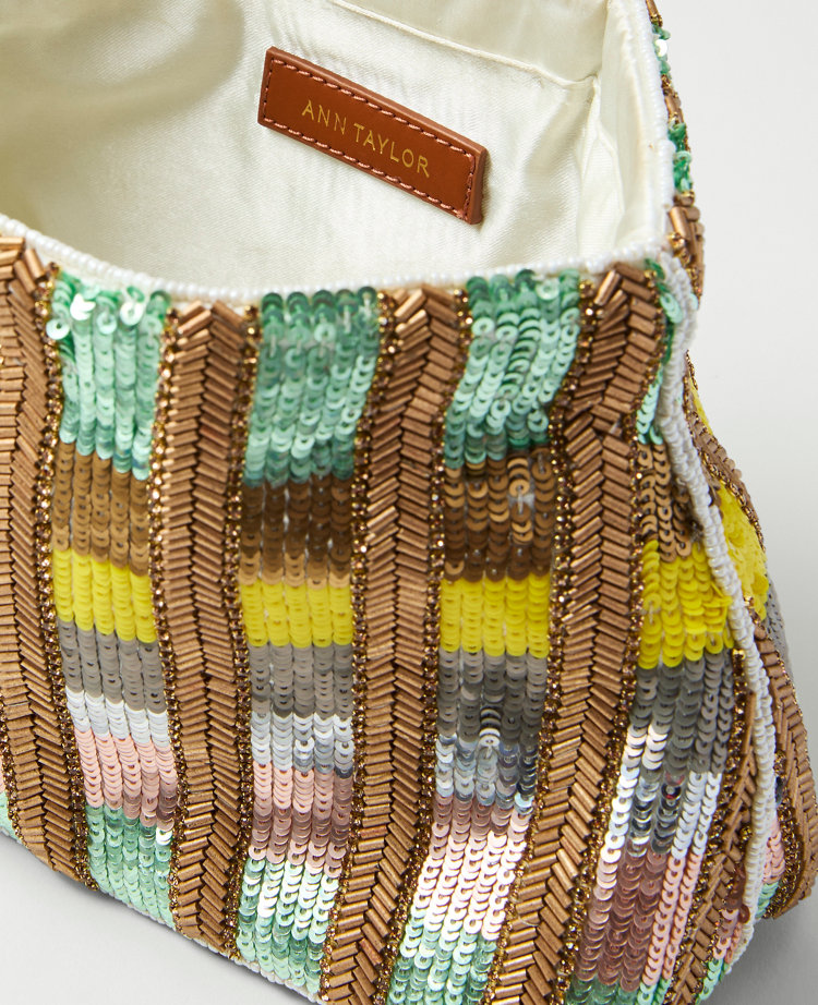 Striped Sequin Clutch