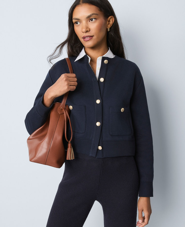 Ann Taylor Weekend Collection Patch Pocket Jacket In Black