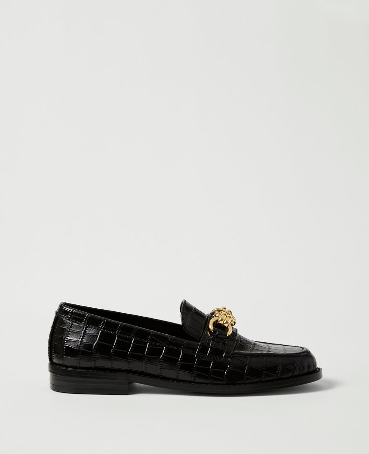 Hardware Embellished Croco Loafer