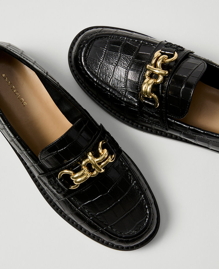 Hardware Embellished Croco Loafer