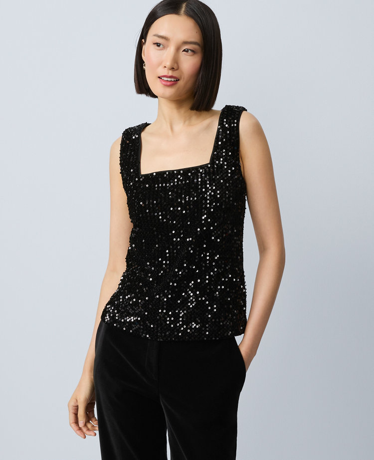Petite Sequin Velvet Tank Top