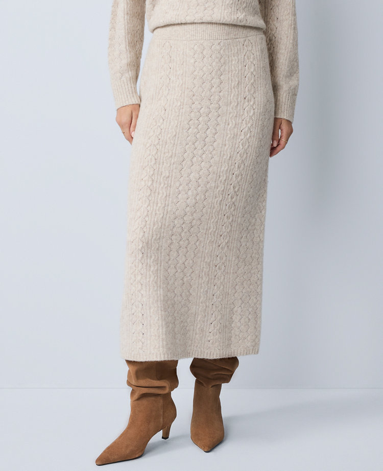 Petite Weekend Collection Pointelle Sweater Skirt