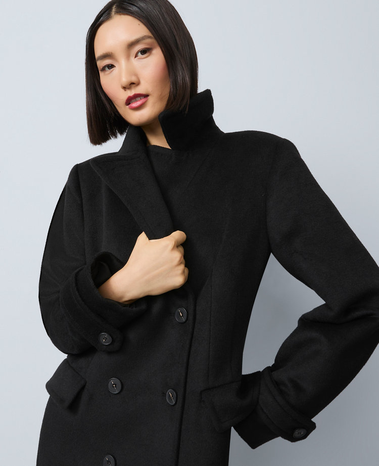 Petite Fitted Double Breasted Long Coat