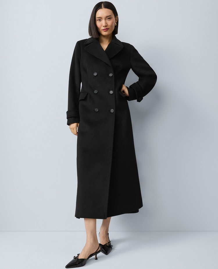 Petite Fitted Double Breasted Long Coat