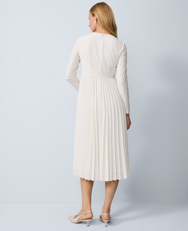 Pleated Crepe Flare Dress