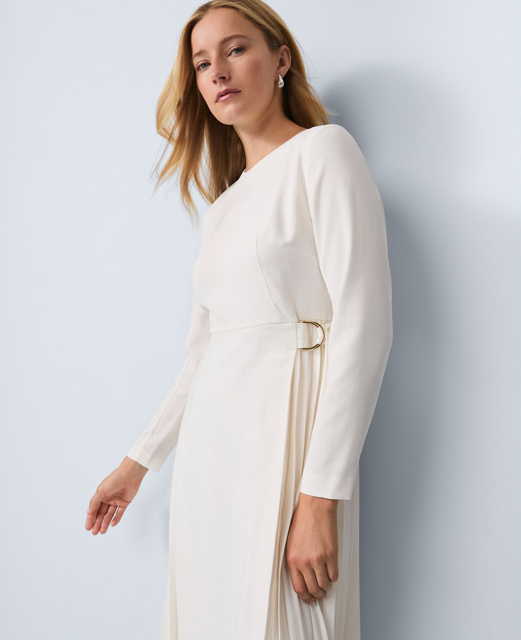 Pleated Crepe Flare Dress
