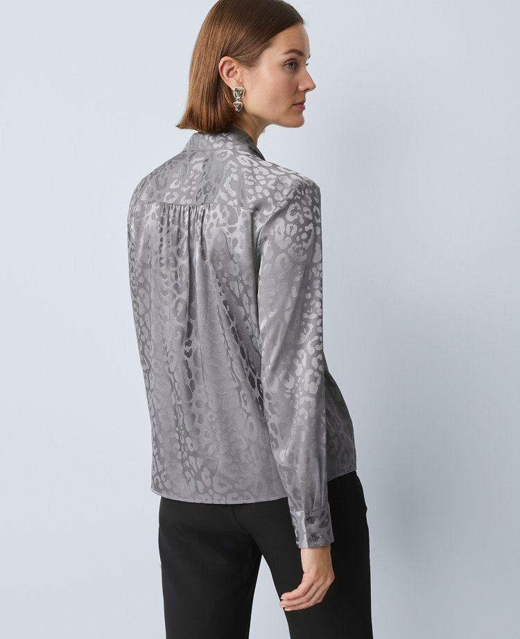 Ann Taylor Animal Print Bow Blouse