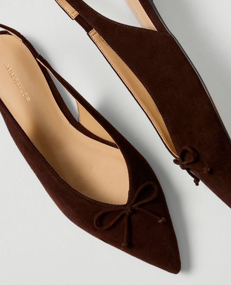 Weekend Collection Suede Bow Slingback Flat