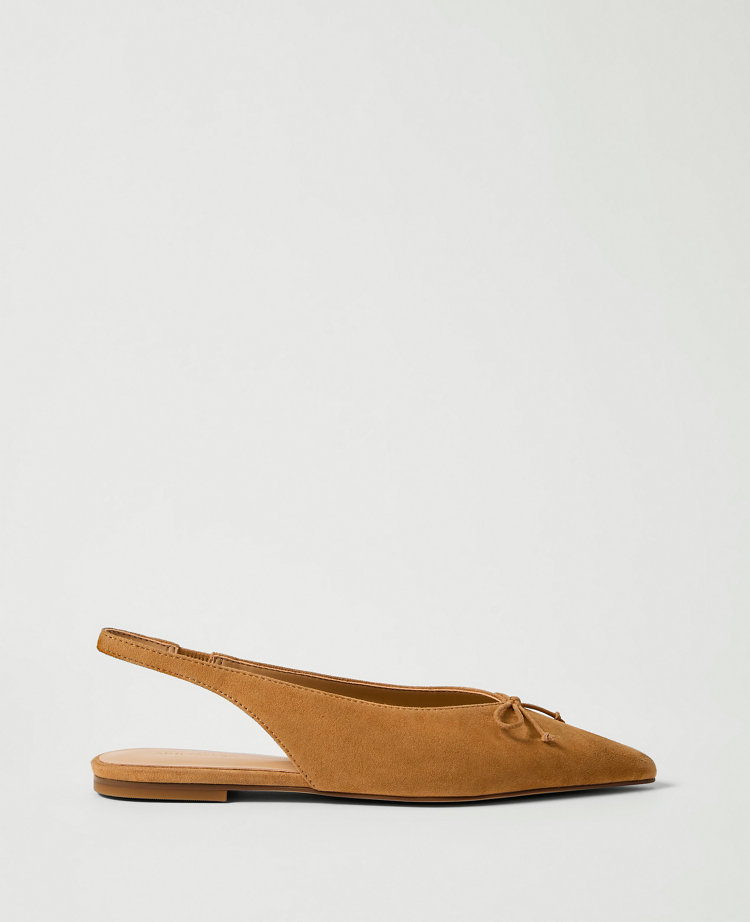 Weekend Collection Suede Bow Slingback Flat