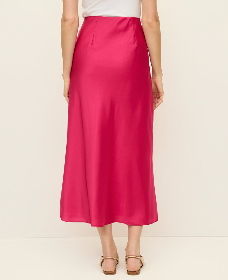 Satin Bias Midi Slip Skirt