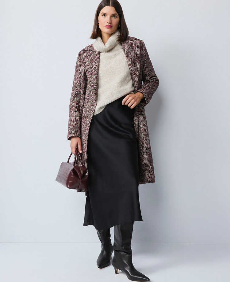 Satin Bias Midi Slip Skirt