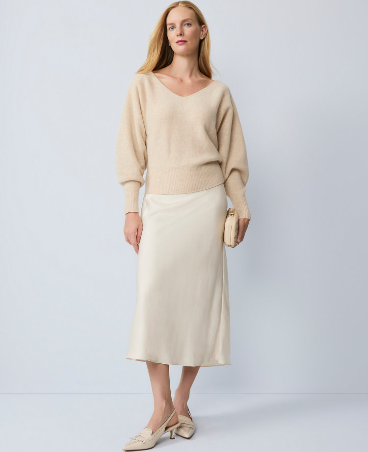 Satin Bias Midi Slip Skirt