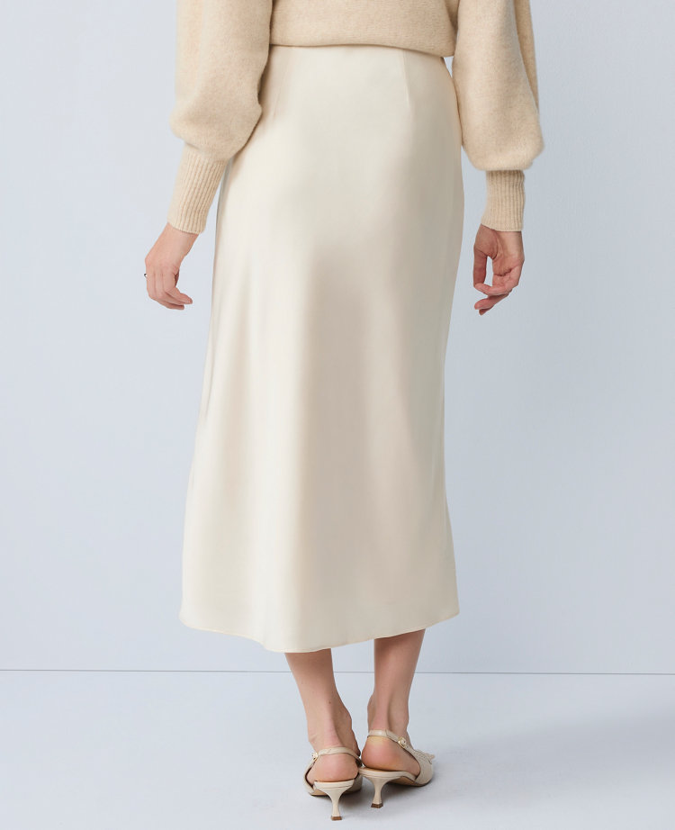 Satin Bias Midi Slip Skirt