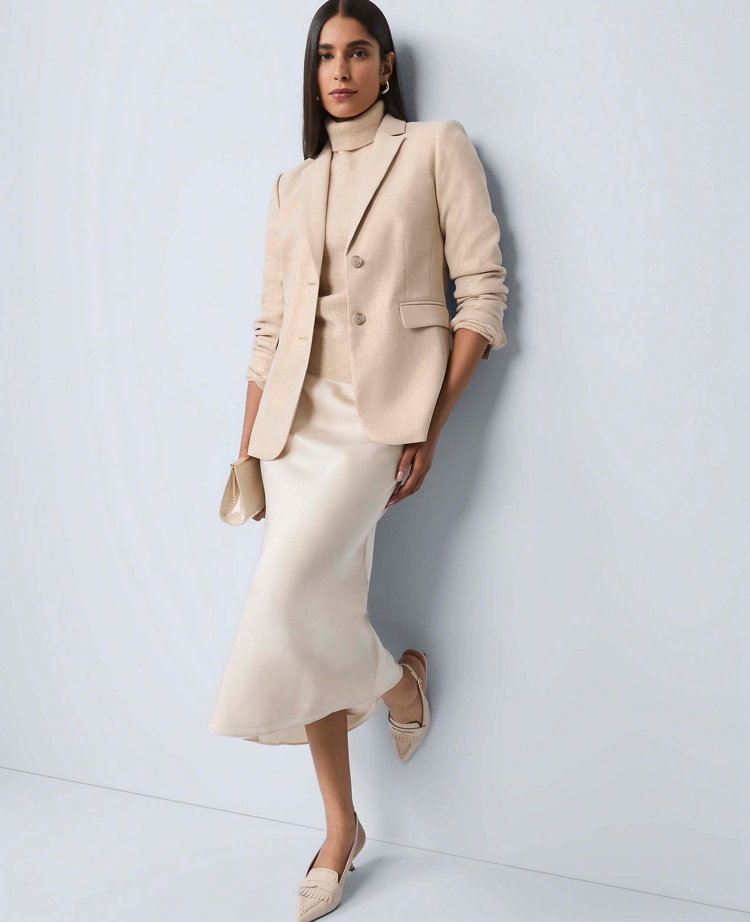 Satin Bias Midi Slip Skirt