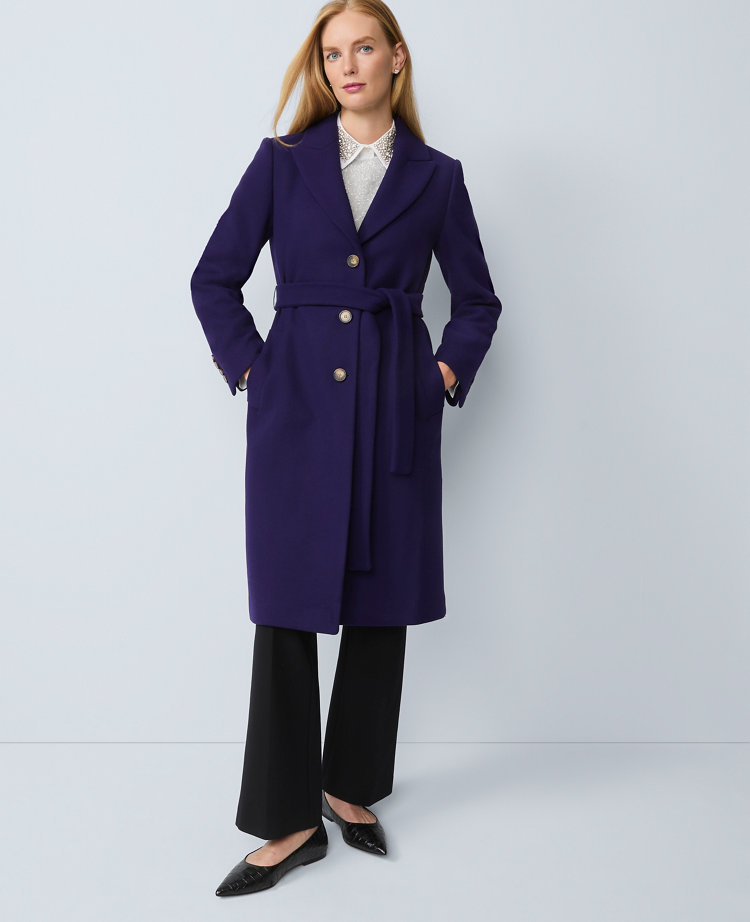 Petite Belted Notch Collar Coat