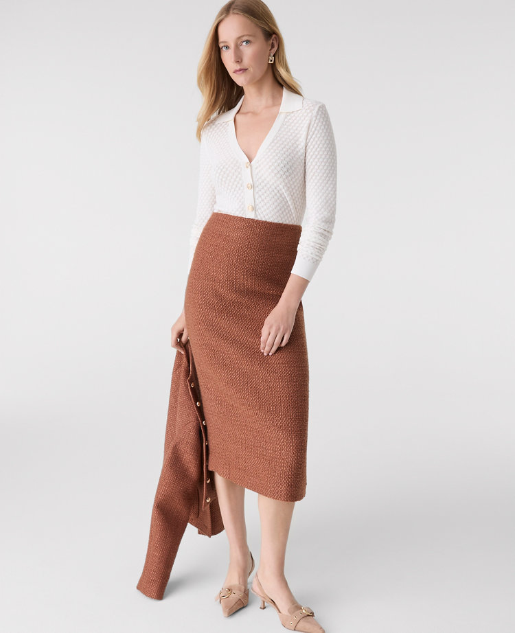 The Column Midi Skirt in Tweed