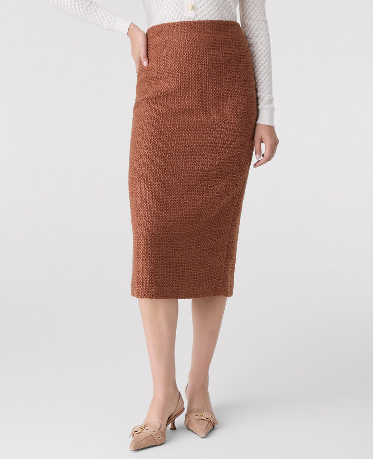 The Column Midi Skirt in Tweed