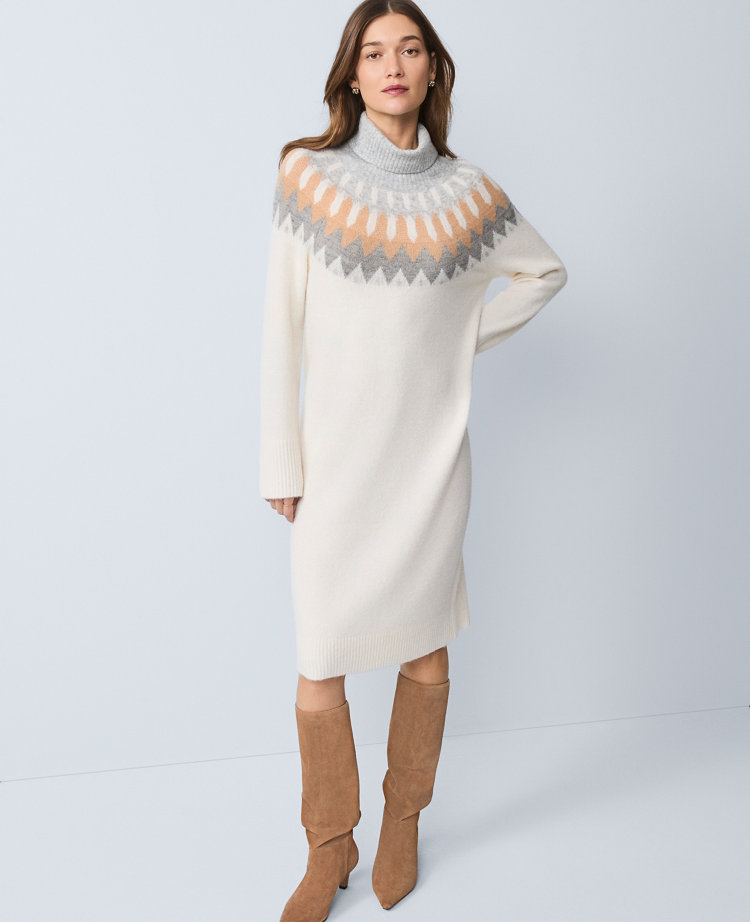 Petite Weekend Collection Fair Isle Sweater Midi Dress