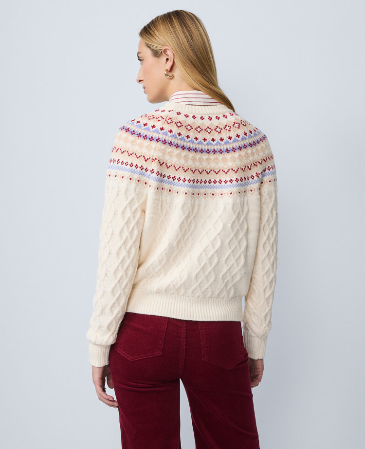 Petite Weekend Collection Fair Isle Cable Sweater