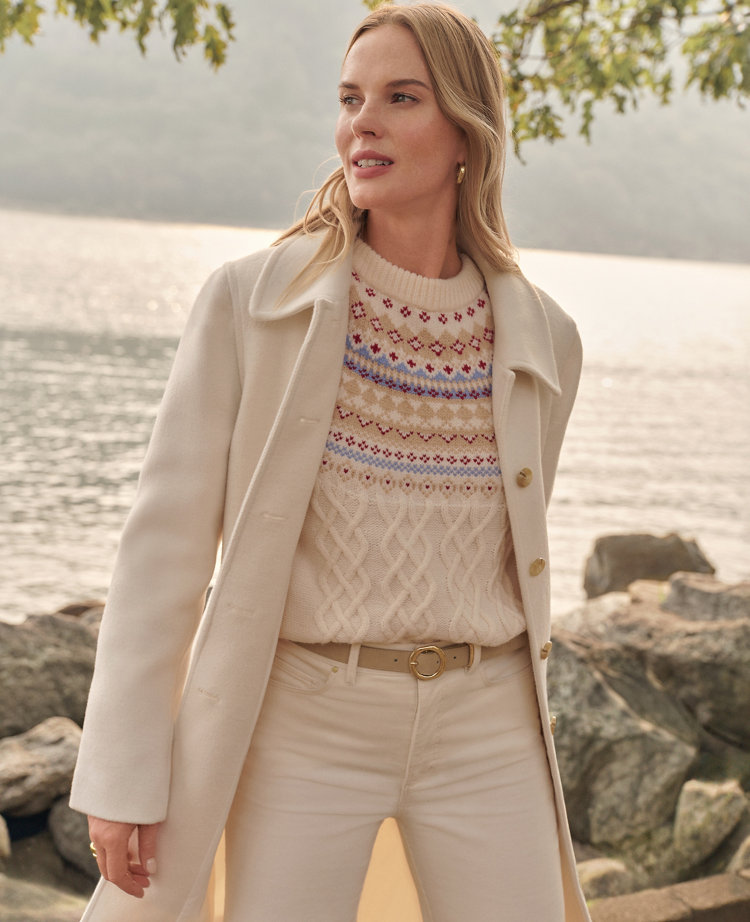 Petite Weekend Collection Fair Isle Cable Sweater