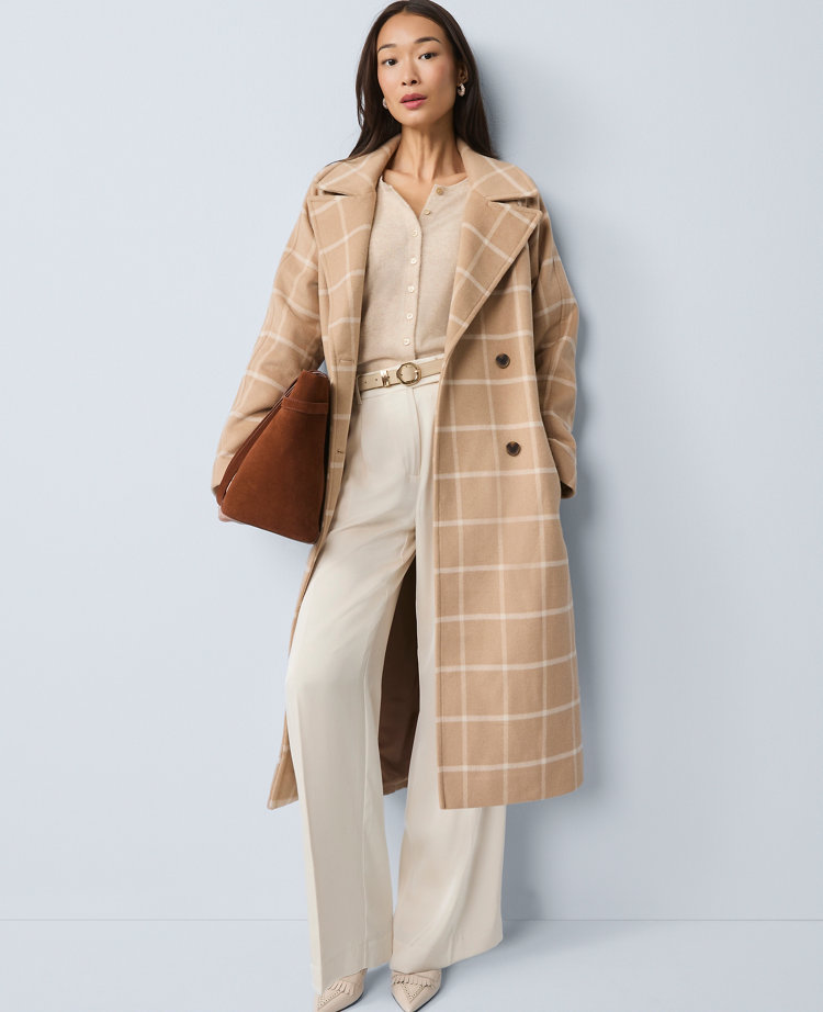 Petite Plaid Belted Coat