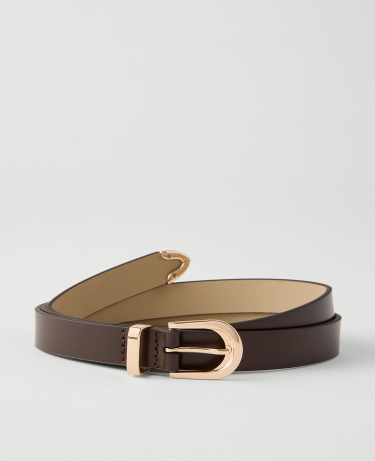 Ann Taylor Leather Round Buckle Belt In Brown