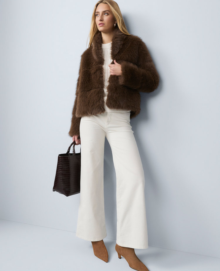 Petite Weekend Collection Faux Fur Short Jacket