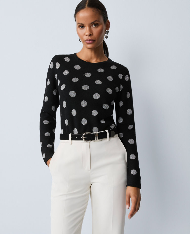 Petite Dotted Essential Crew Neck Sweater
