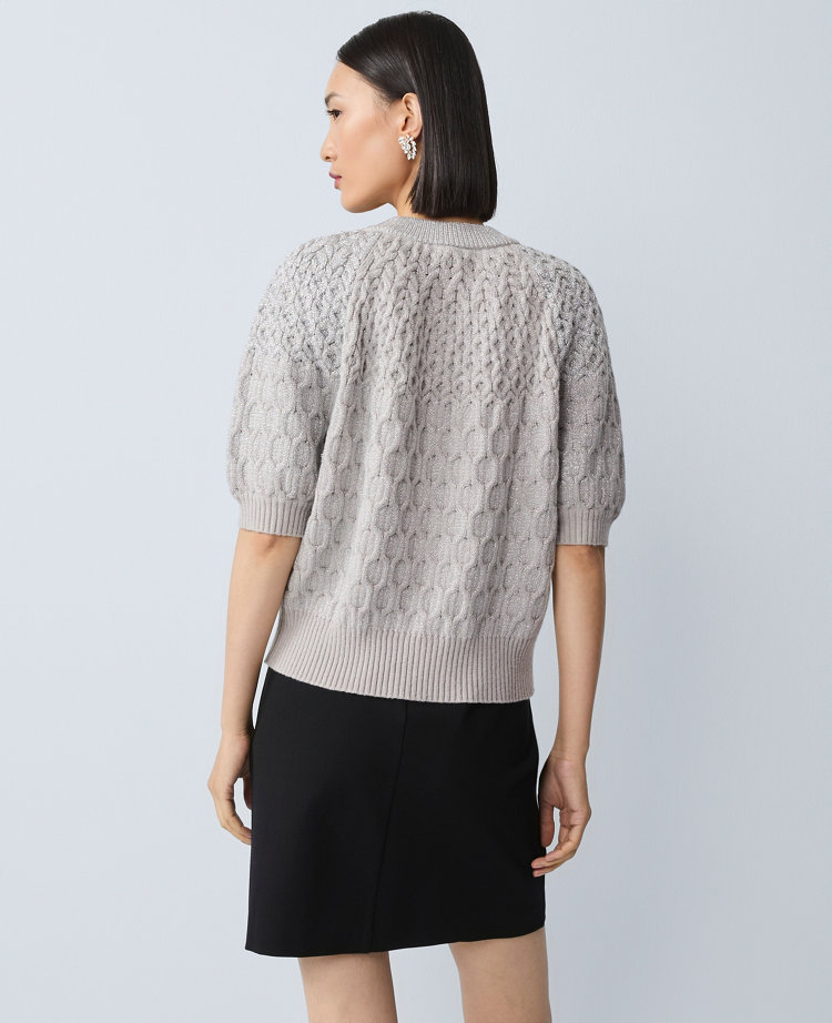 Petite Shimmer Cable Sweater Tee