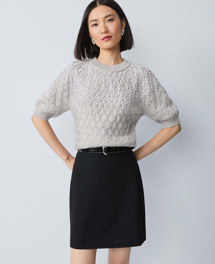 Ann Taylor Petite Shimmer Cable Sweater Tee