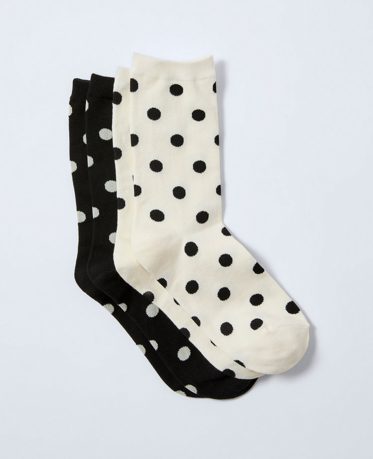 Ann Taylor Dotted Crew Sock Set In Black