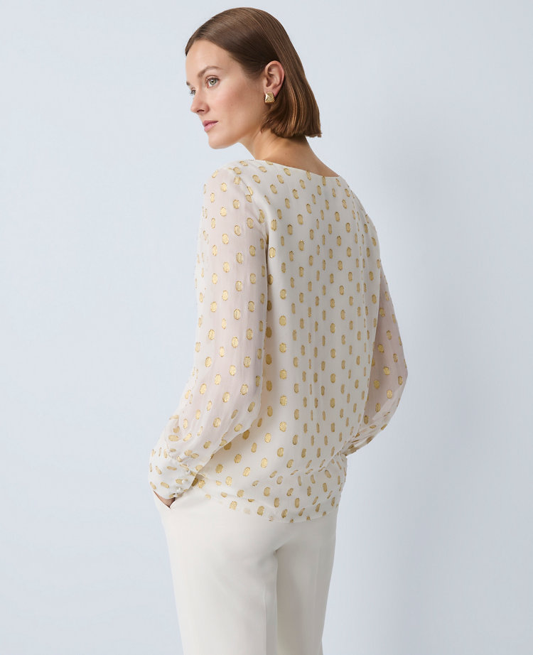 Dotted Boatneck Blouse