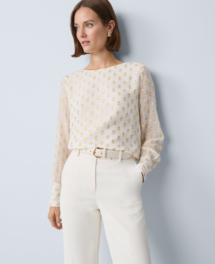 Dotted Boatneck Blouse