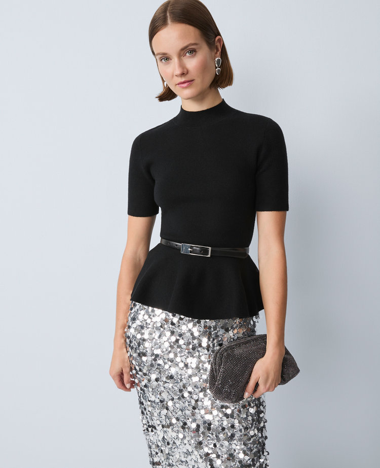 Mock Neck Peplum Top