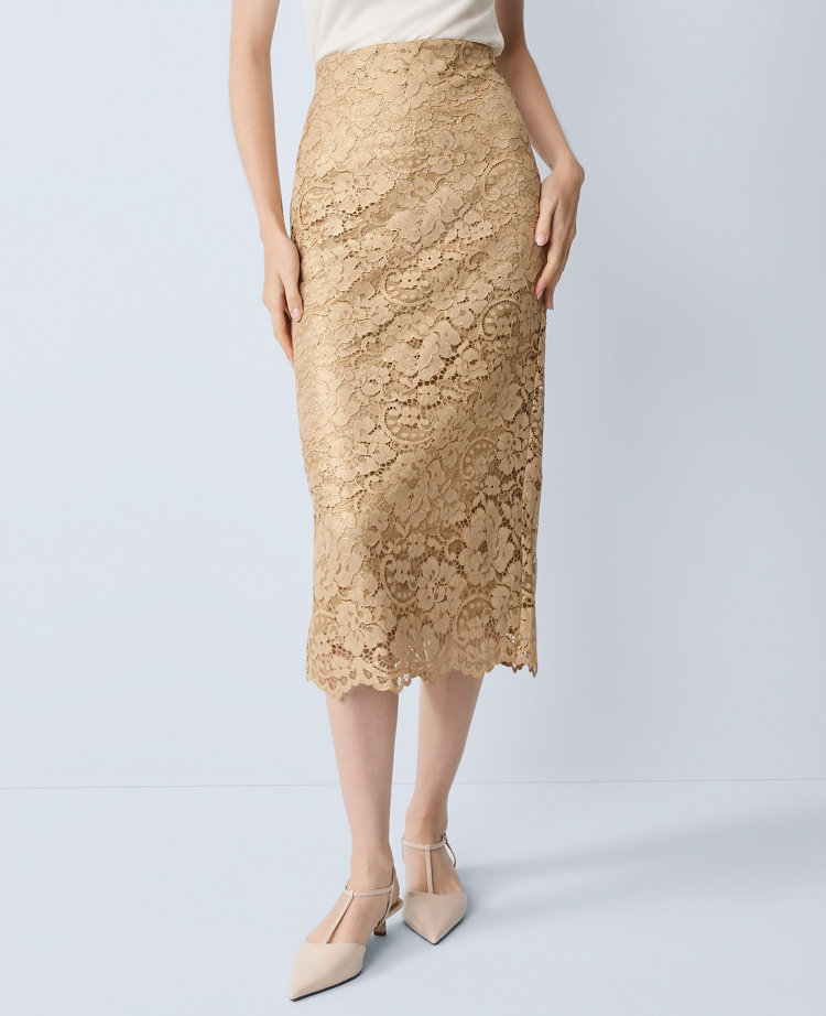 Petite Lace Column Midi Skirt