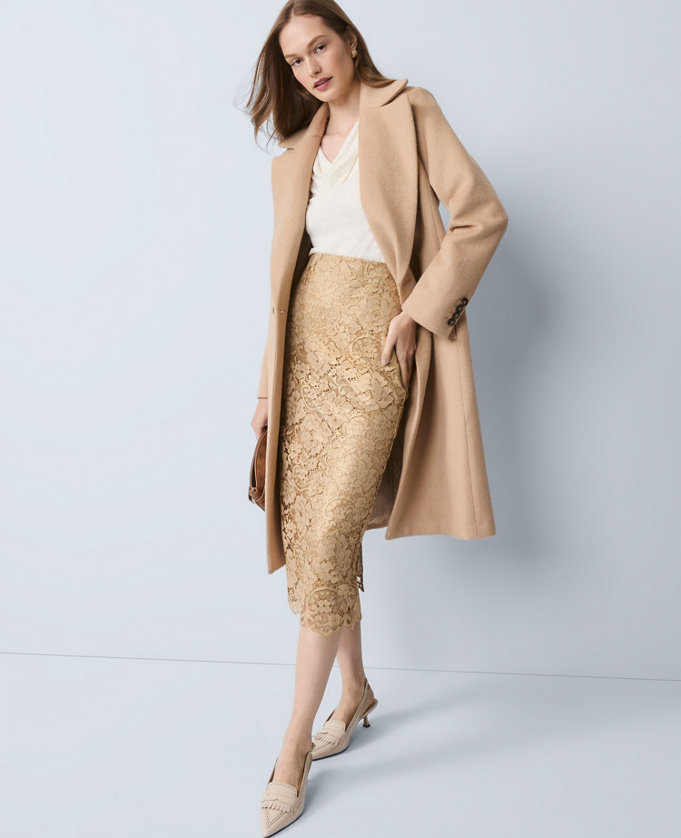 Petite Lace Column Midi Skirt