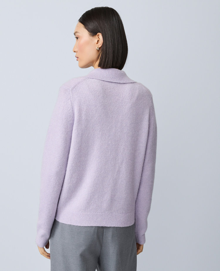 Ann Taylor Petite Embellished Collared Cardigan In Purple