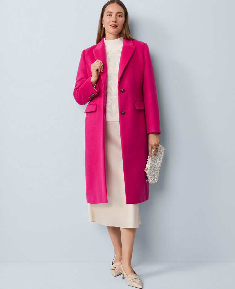 Ann Taylor Petite Chesterfield Coat In Pink