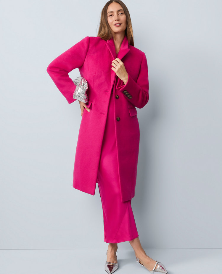 Ann Taylor Petite Chesterfield Coat In Pink