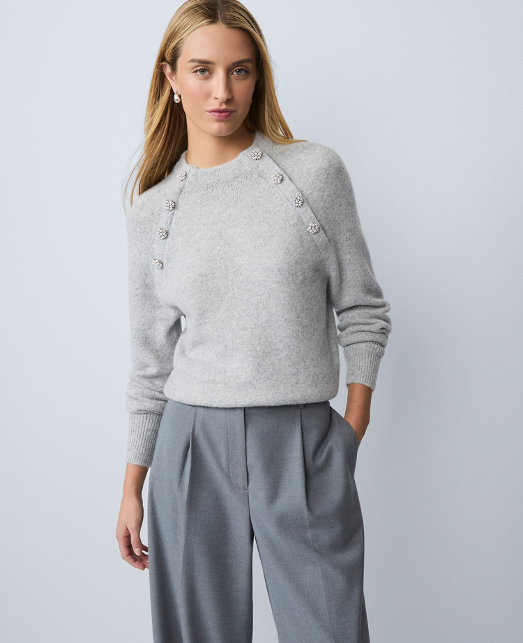 Petite Embellished Mock Neck Sweater